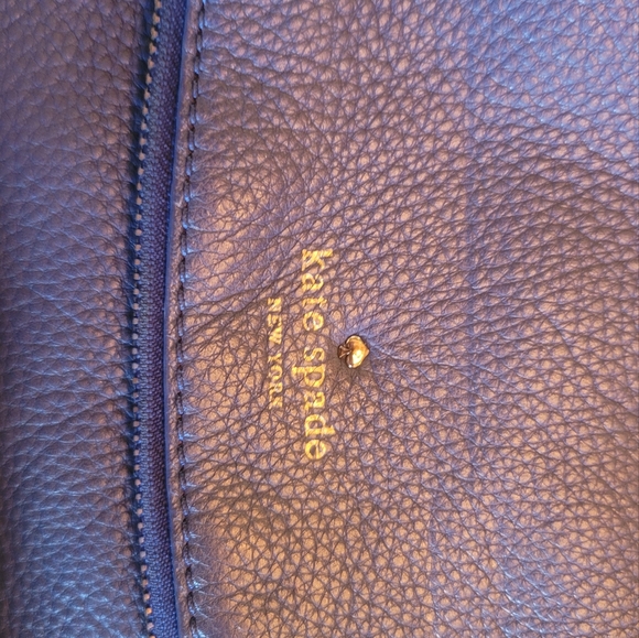 Kate Spade Genuine Leather Cobalt Blue Foldover Handbag Clutch Purse Bag - Picture 4 of 8